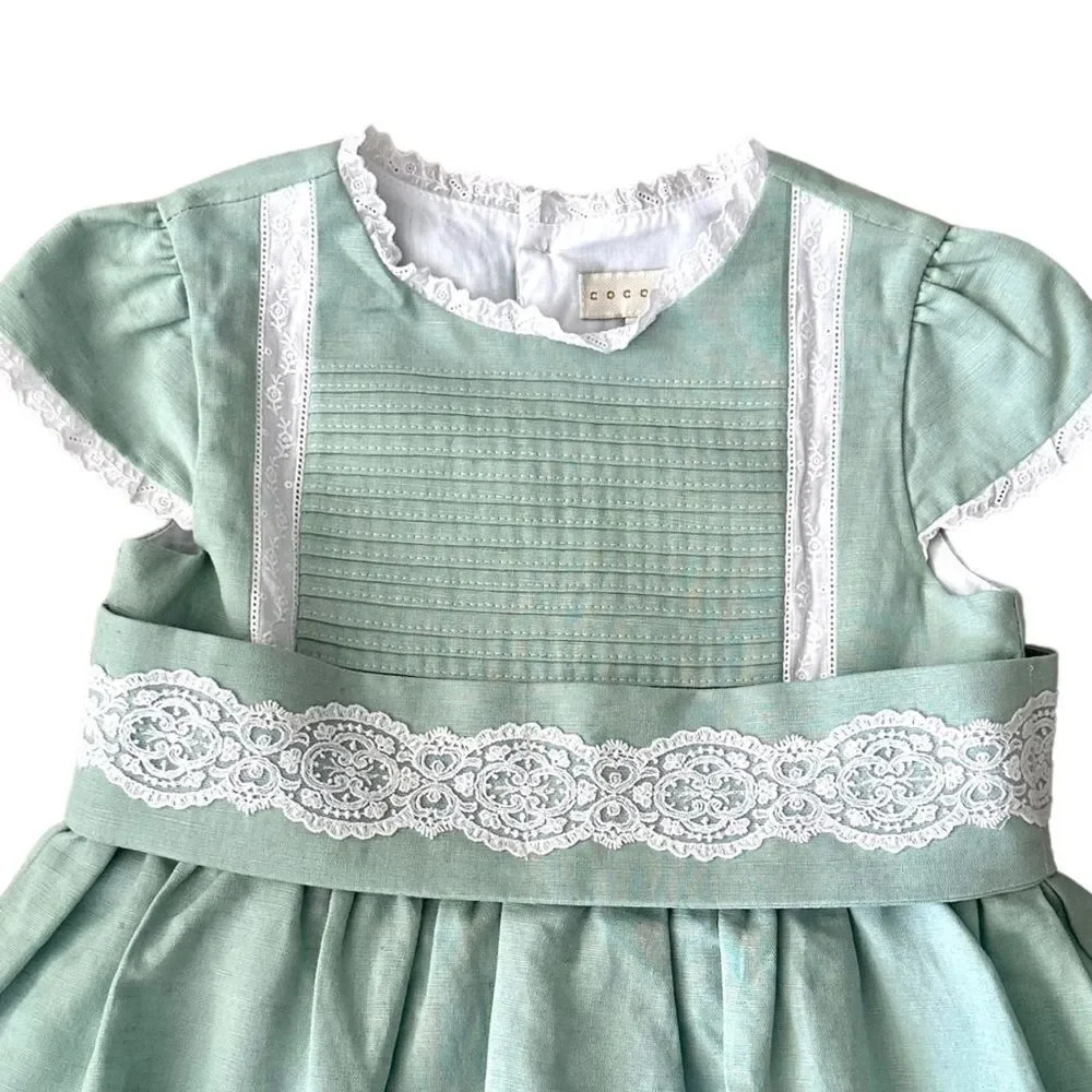 COCONUT | Mint | LINEN AND LACE DRESS - Picture 7 of 15